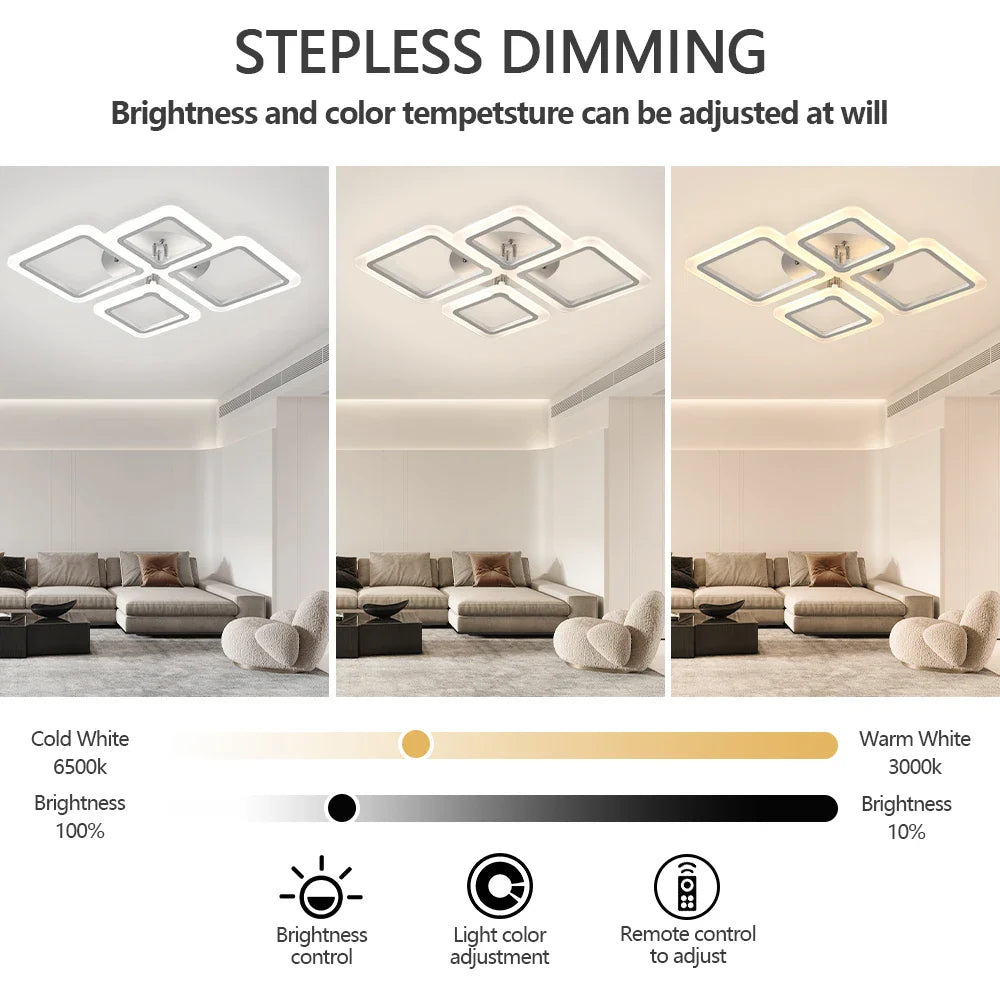 Modern LED Ceiling Light Dimmable Ceiling Lamp Fixture Acrylic Flush Mount Ceiling Chandelier Lighting for Living Room Home