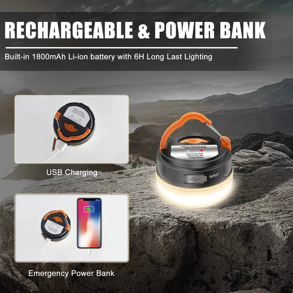 High Power Camping Lantern Tents Lamp USB Rechargeable