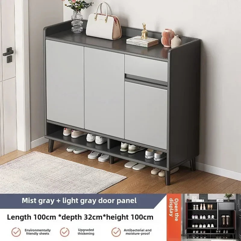 Corridor Shoe Cabinet At The Entrance of The Home Corridor Indoor Entrance Door Entrance Cabinet New Solid Wood Rack Shoe Shelf