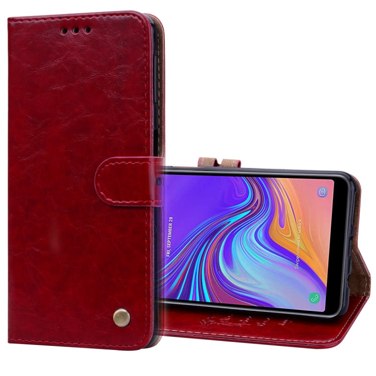 Business Style Oil Wax Texture Horizontal Flip Leather Case for Galaxy A7 (2018), with Holder & Card Slots & Wallet, For Galaxy A7