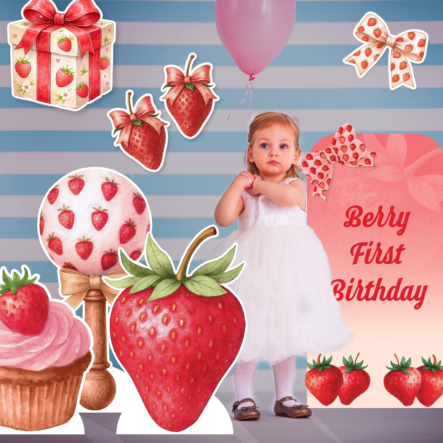 SC4779 Berry Birthday Cupcake Star Mini Bundle β Multi-Function Cardboard Cutouts Height 65cm