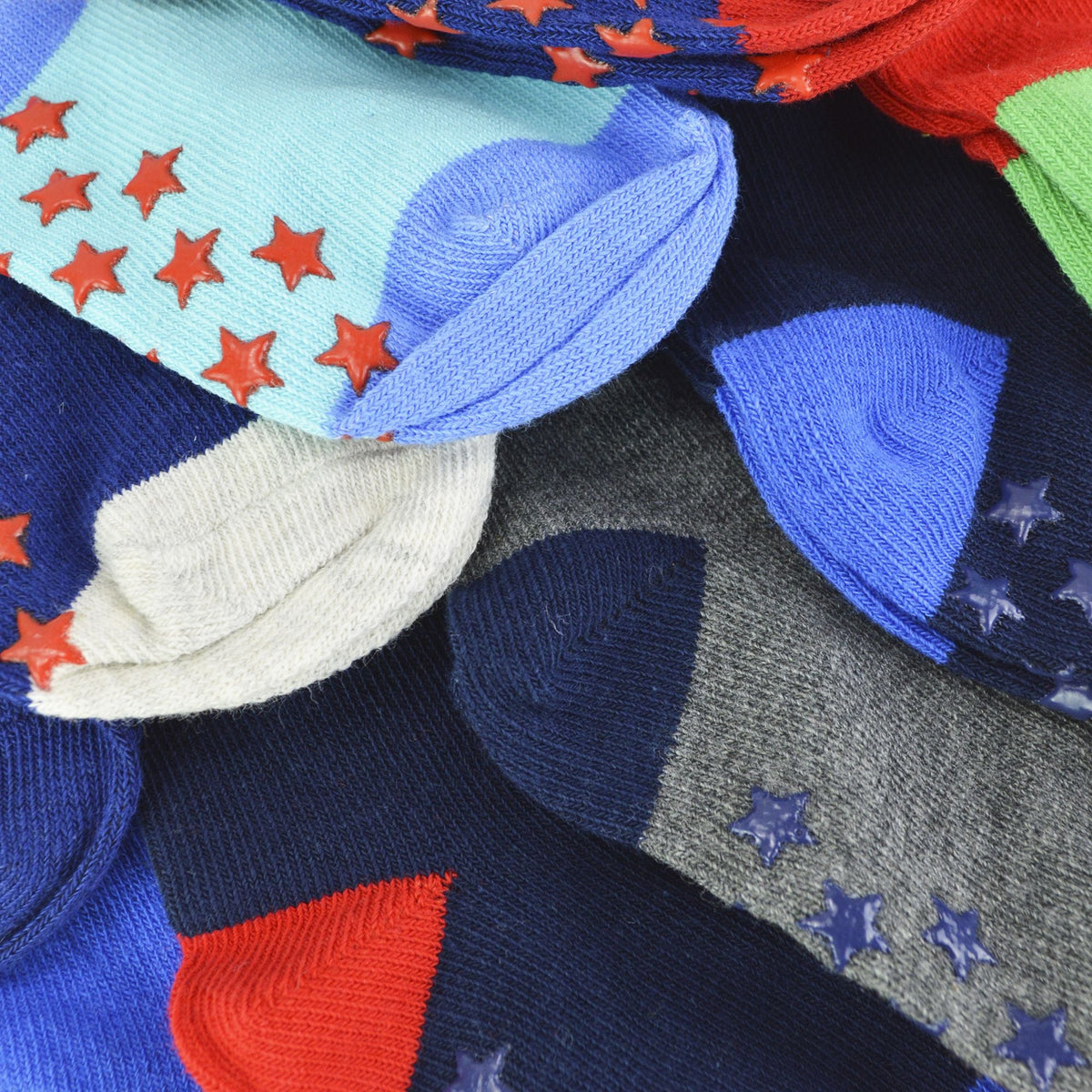 10 Pack Baby Boy Cotton Rich Non Slip Socks with Star Grippers