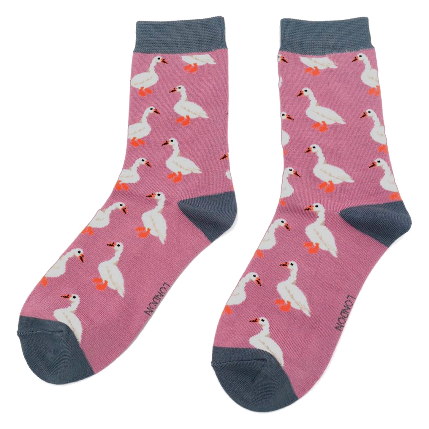 1 Pack Ladies Novelty White Duck Bamboo Socks