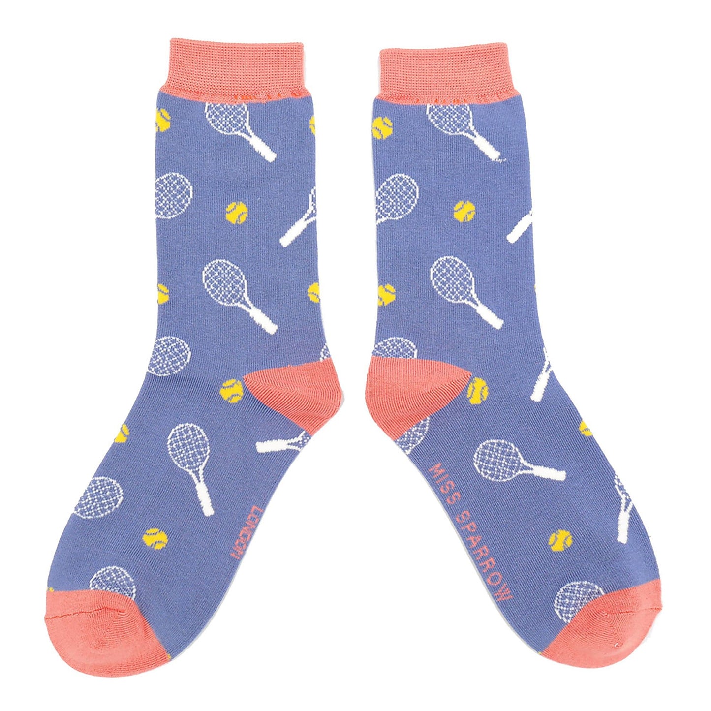 Ladies Novelty Bamboo Socks with Tennis Rackets Design