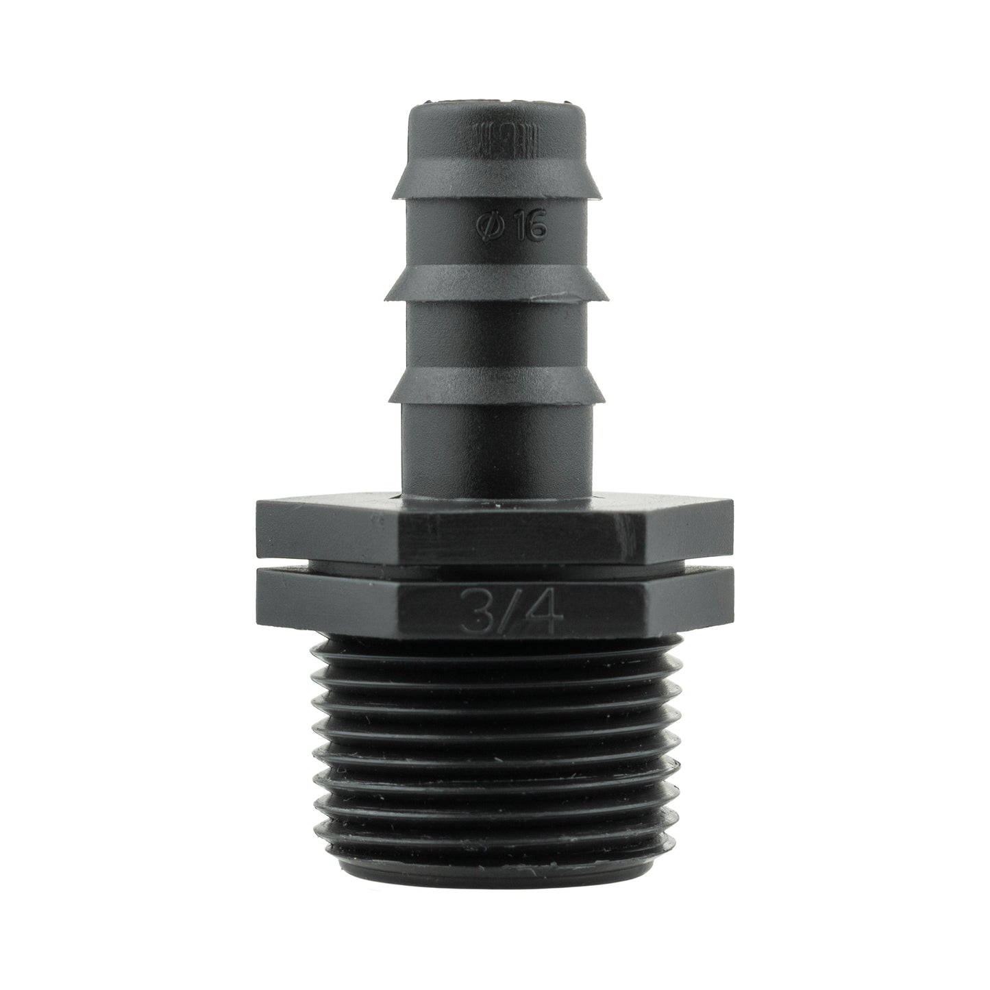 Water Butt Connector 3/4in BSP with In-Line BSPF Valve and 16mm Barbed Straight