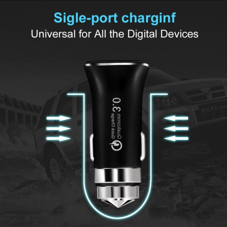 LZ-328 Safety Hammer Type QC3.0 USB Fast Charging Car Charger(White)