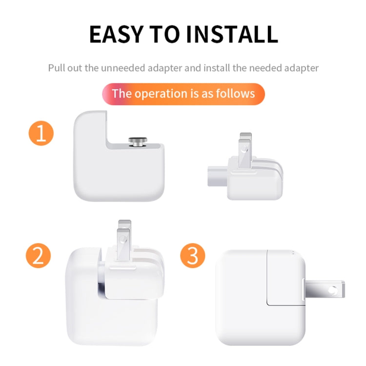 2 PCS XJ01 Power Adapter for iPad 10W 12W Charger & MacBook Series Charger, US Plug, US Plug