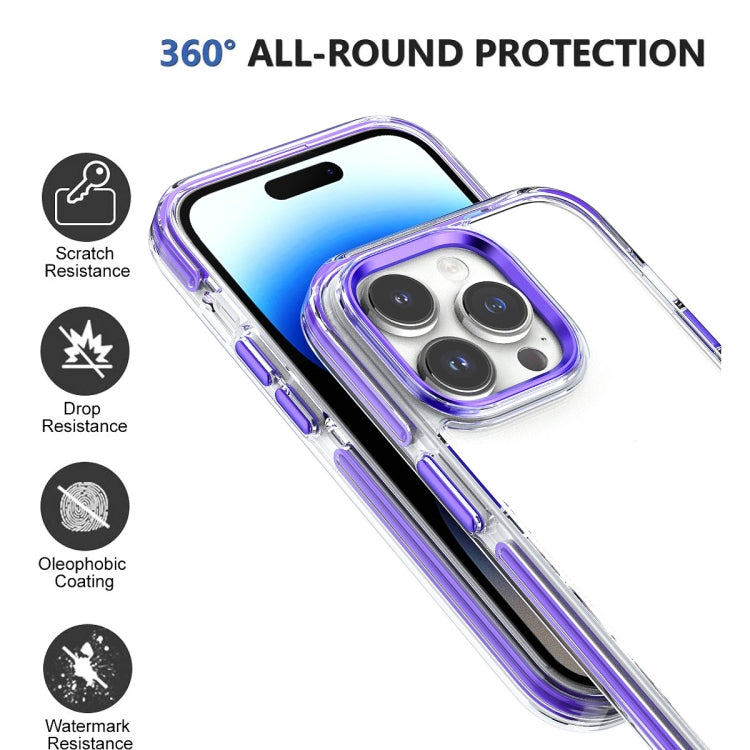 For iPhone 15 Two-color TPU Transparent PC Shockproof Phone Case(White)