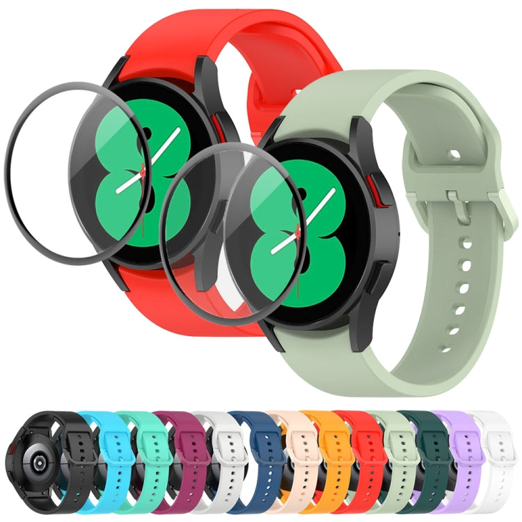 JUNSUNMAY Silicone Adjustable Strap + Full Coverage PMMA Screen Protector Kit, For Samsung Galaxy Watch4 40mm