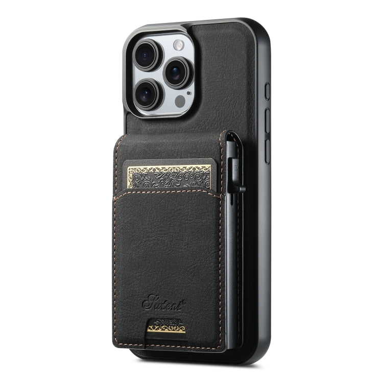 Suteni H19 Litchi Grain 2-in-1 MagSafe Removable Card Box Back Phone Case, For iPhone 15, For iPhone 14 Plus, For iPhone 14, For iPhone 14 Pro, For iPhone 14 Pro Max, For iPhone 13 Pro Max, For iPhone 13 Pro, For iPhone 13, For iPhone 12