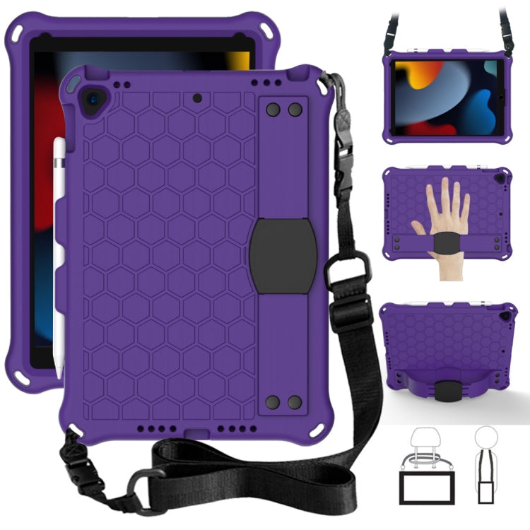 Honeycomb Design EVA + PC Four Corner Anti Falling Flat Protective Shell With Straps, For iPad Air/Air2/Pro9.7, For iPad 10.2, For iPad Pro 10.5, For iPad Air 2019 10.5