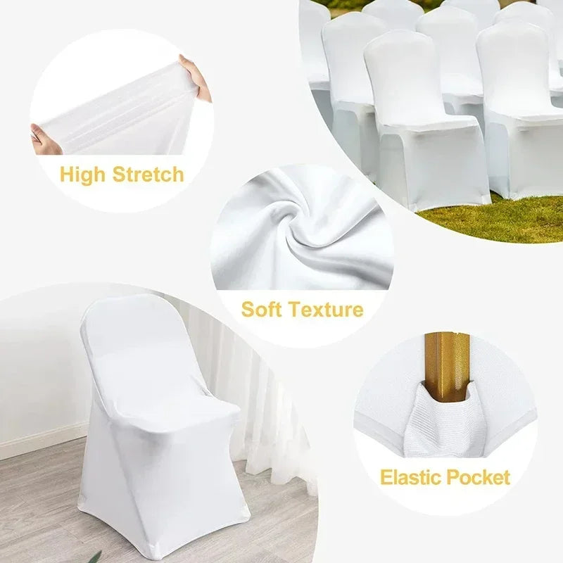10Pcs Solid Color Chair Cover Spandex Slip Cover Stretch Wedding Banquet Party Reataurant Banquet Hotel Dining Chair Covers