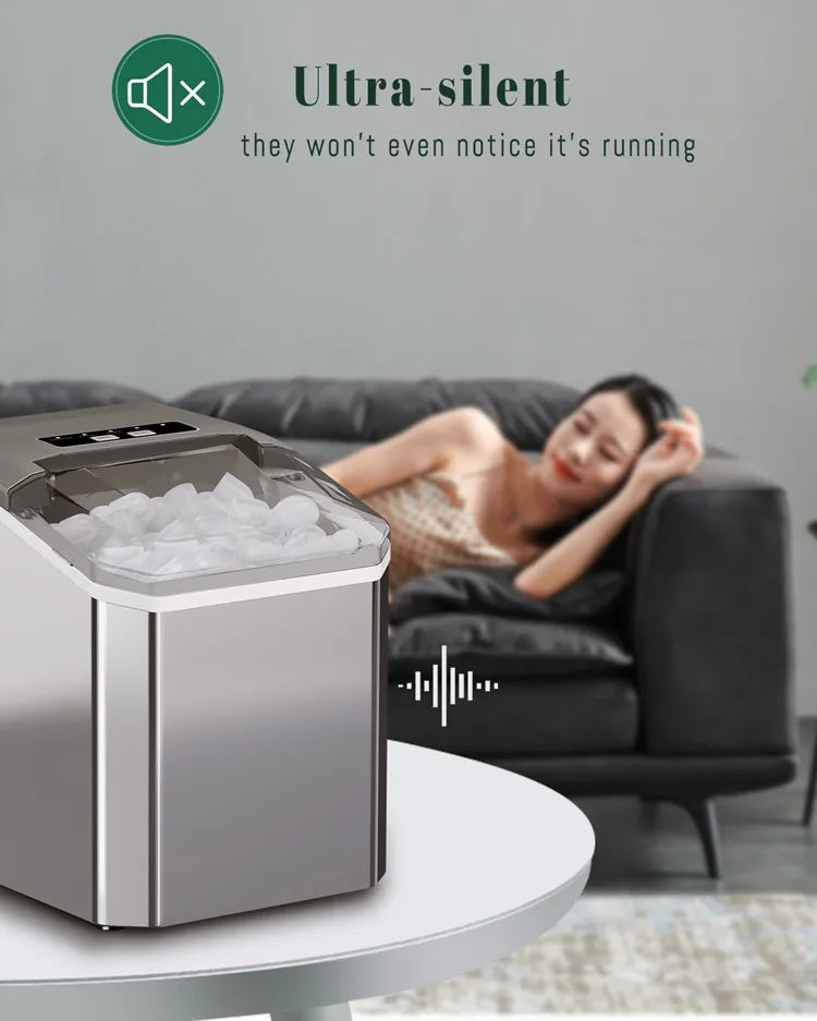 Household One-key Operation Stainless Steel Plastic Small Ice Maker Commercial Simple Operation