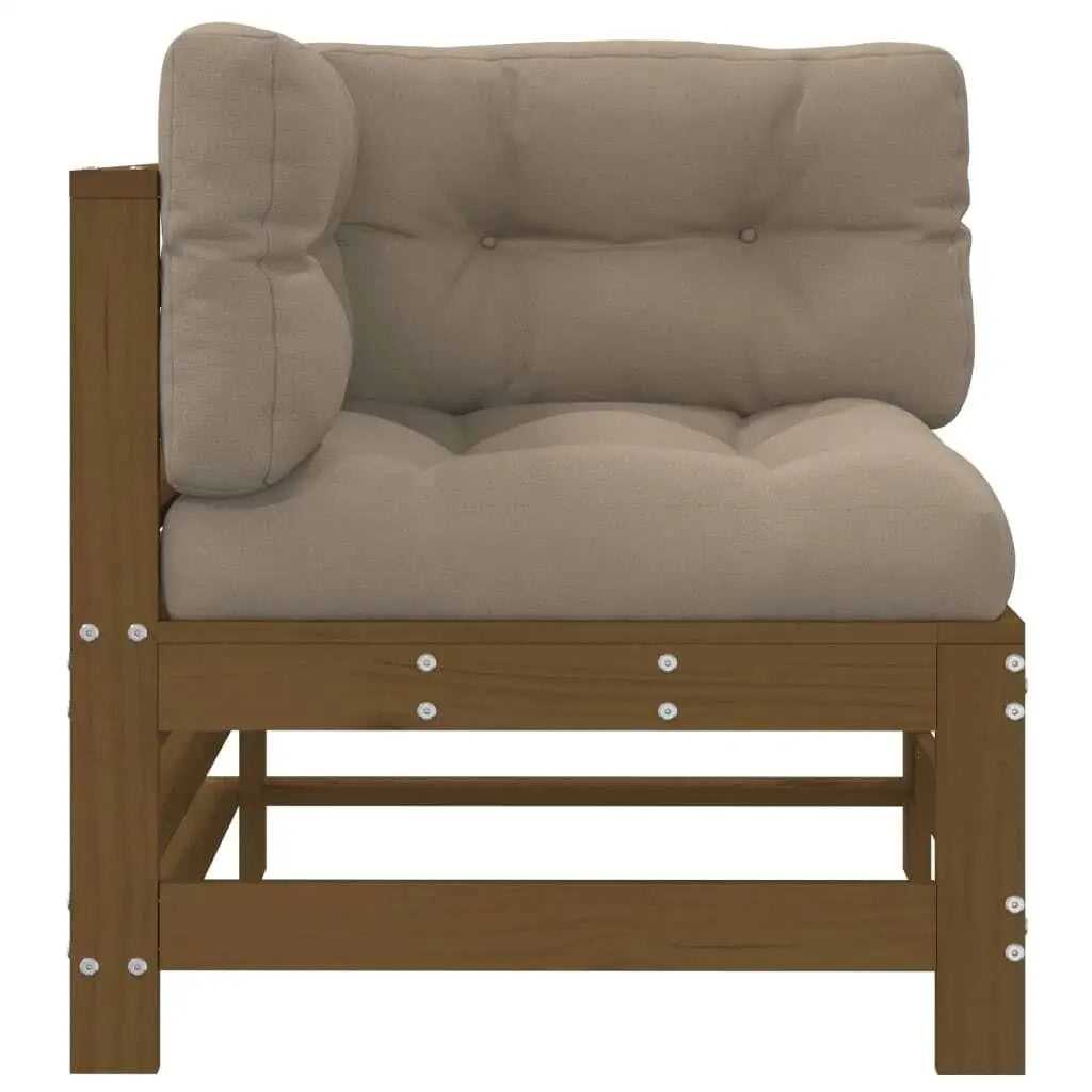2-Piece Honey Brown Corner Sofa Set with Cushions - Solid Pine Wood
