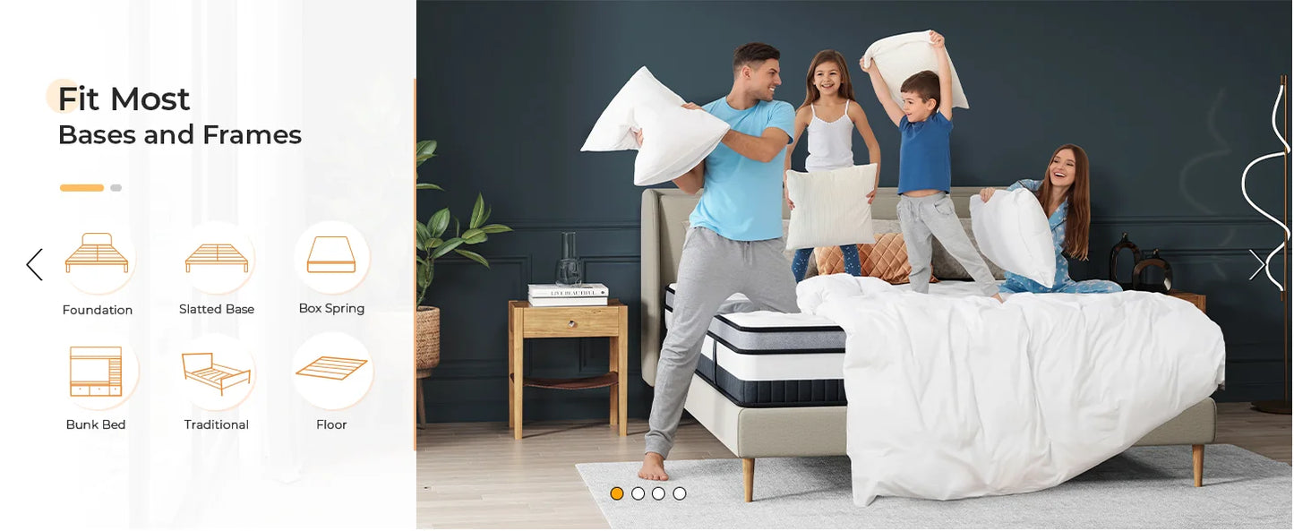 9.4 Inch Pocket Sprung Mattress with Breathable Foam and Individually Pocket Spring - Medium, Luxury Box Top Collection