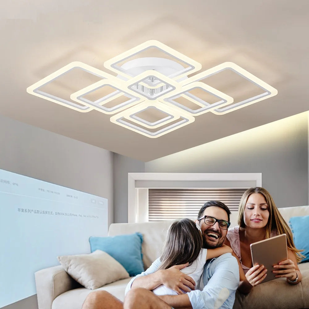 Modern LED Ceiling Light Dimmable Ceiling Lamp Fixture Acrylic Flush Mount Ceiling Chandelier Lighting for Living Room Home