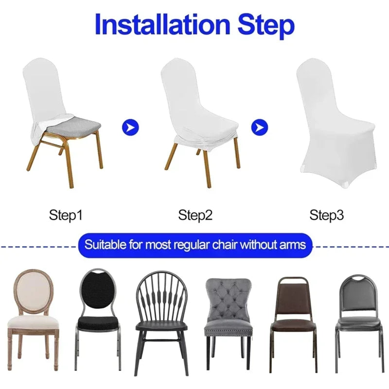 10Pcs Solid Color Chair Cover Spandex Slip Cover Stretch Wedding Banquet Party Reataurant Banquet Hotel Dining Chair Covers
