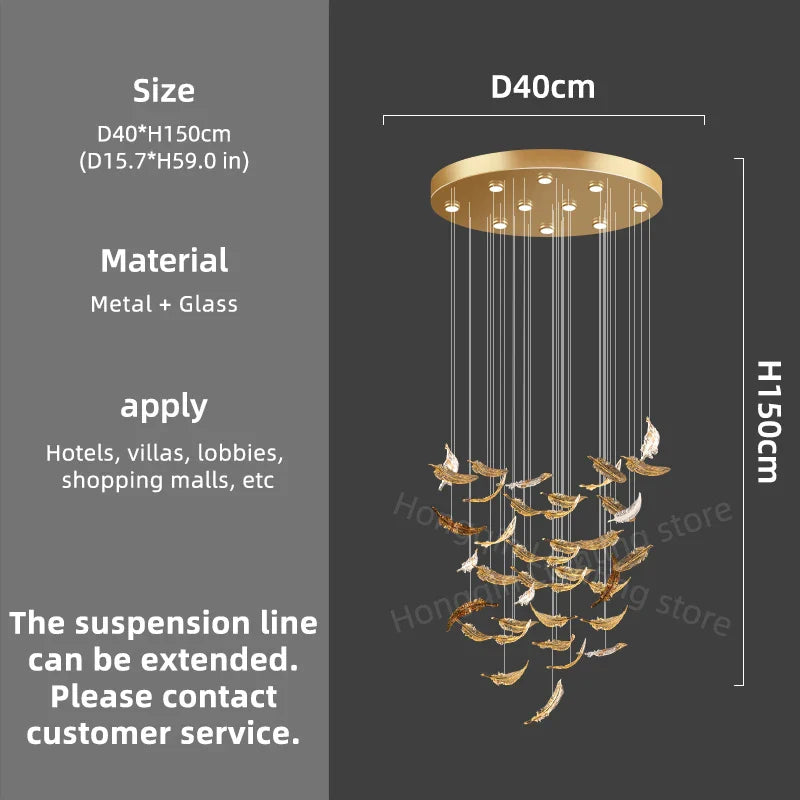 luxury Glass Hanging  Led Chandelier