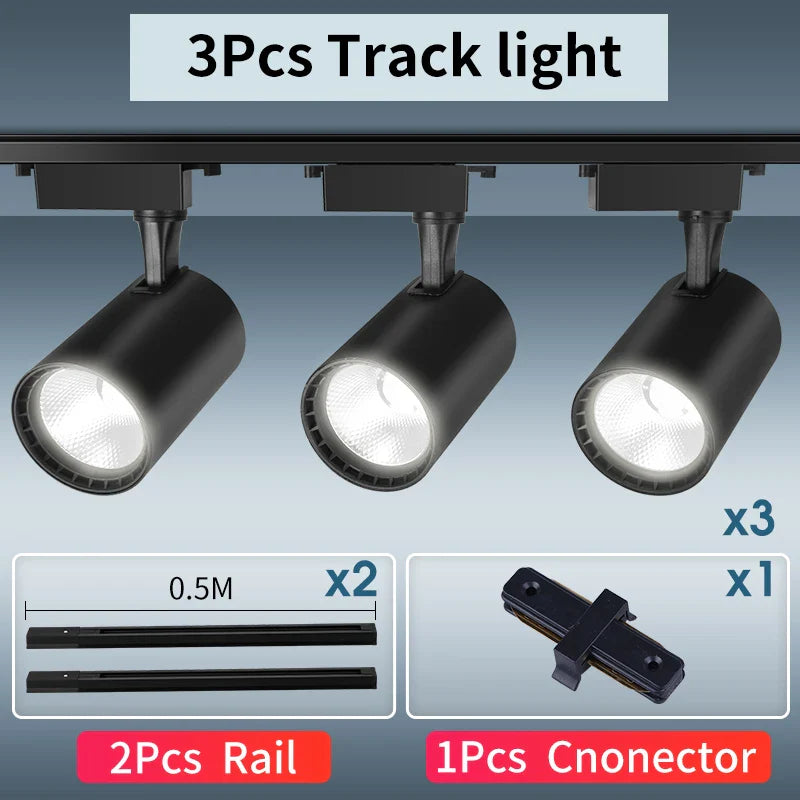 Whole Set 220V Led Track Light Fixture Rail Lighting System