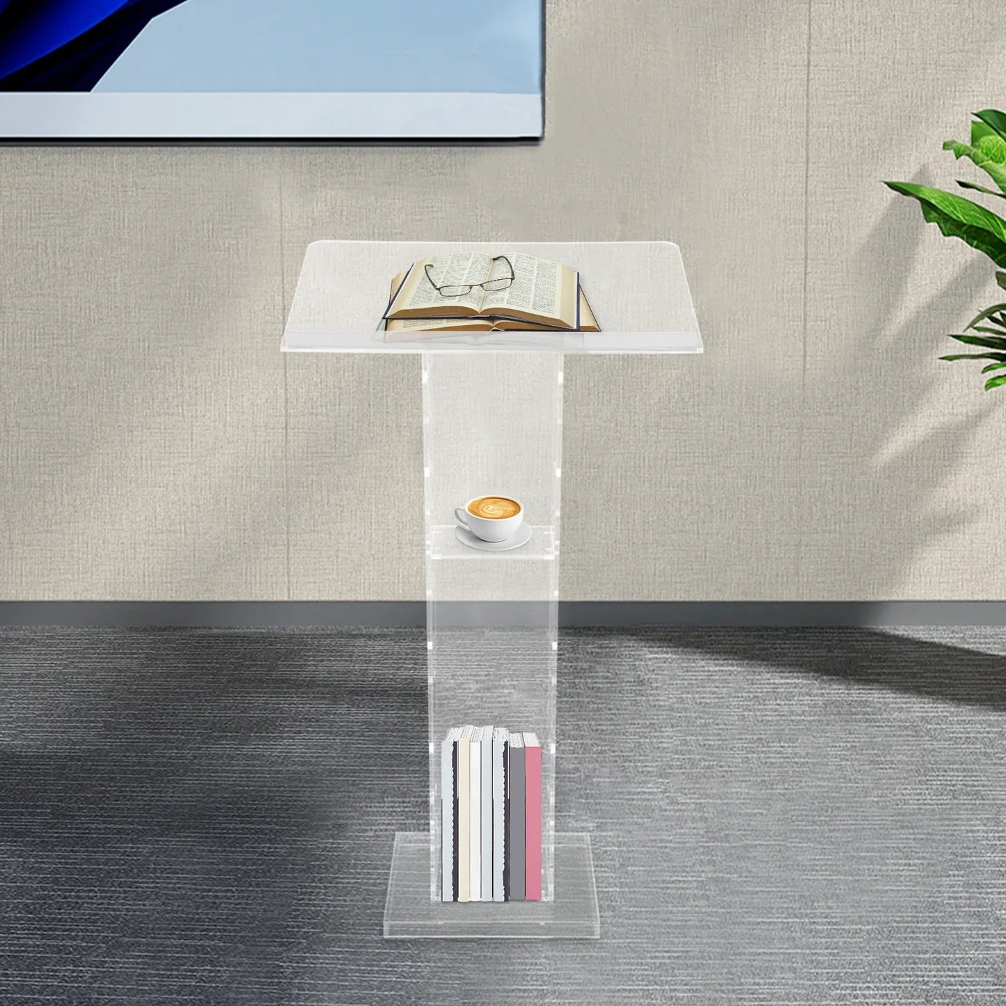 Lectern Plexiglas Podium Clear Standing Acrylic PulPits for Display Speech Podium Portable Academy Pulpit 60*40*110cm