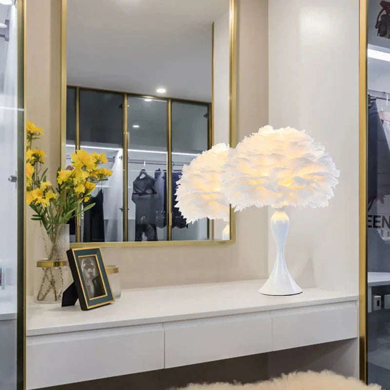 Feather Table Lamp LED Night Light Modern Creative