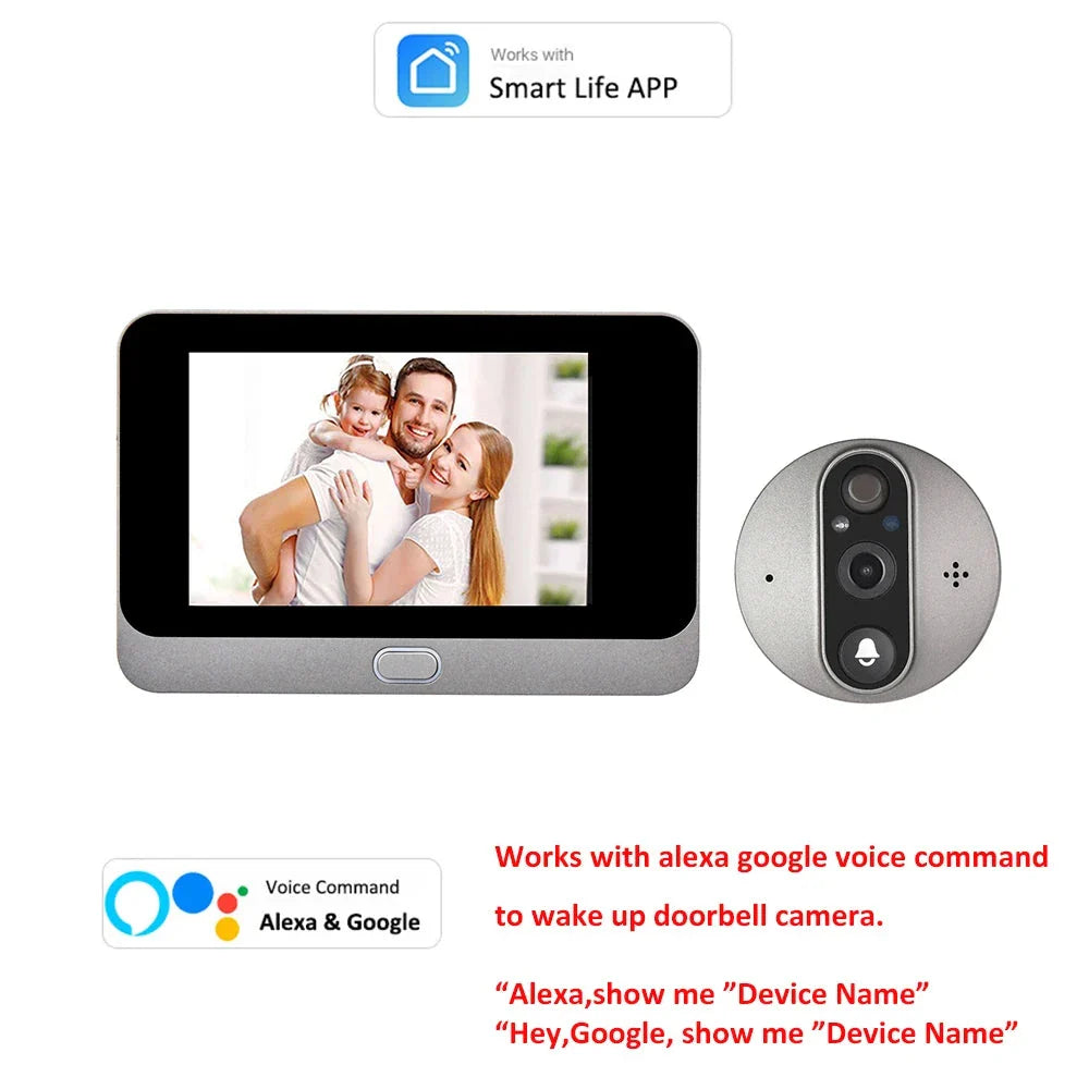 Smart Life 1080P WiFi Door Bell Eye Peephole Camera 5000mAh Battery
