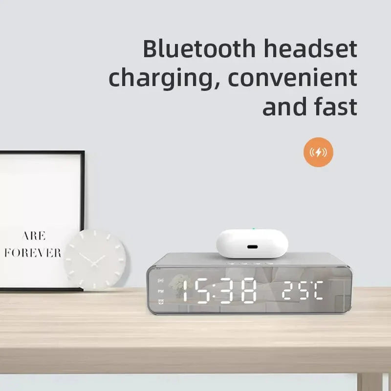 Wireless Charger Time Alarm Clock LED Digital Thermometer