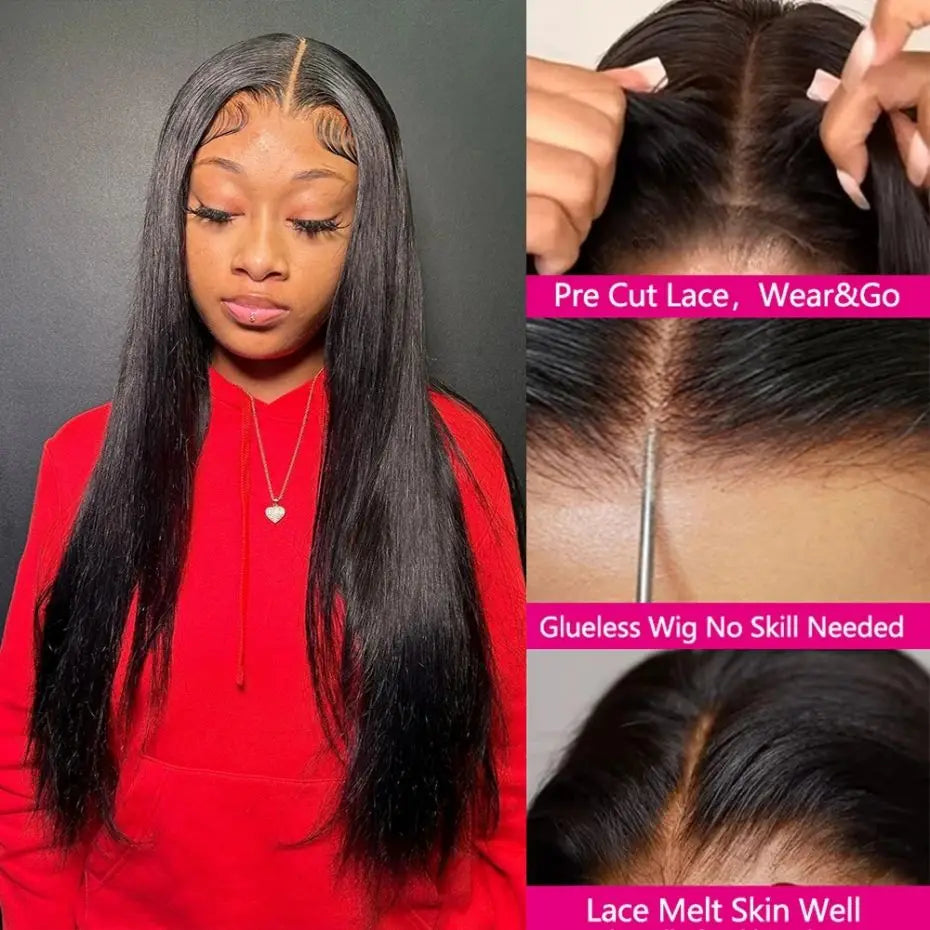 Straight Glueless Wigs Ready To Go Human Hair 4x6 5x5 Lace Closure Wig For Black Women 180% Brazilian Remy 13x4 Lace Front Wig