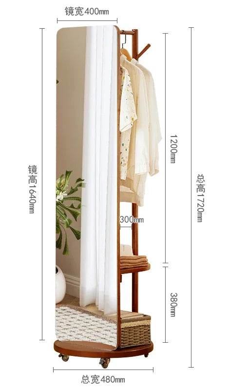 Full Length Mirror Cabinet Rotating Wooden Dressing Modern Creative Mirror Cabinet Minimalist Espejos De Piso Storage Furniture