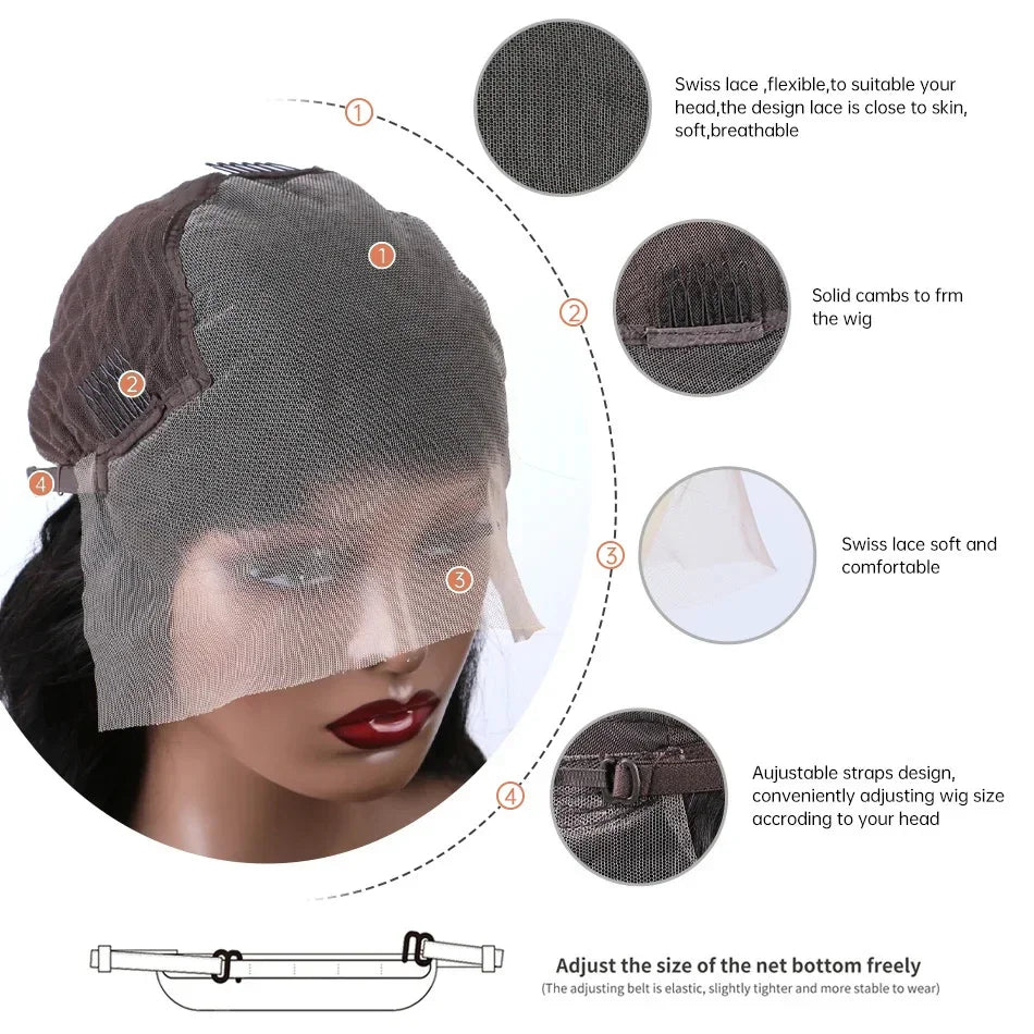 30 34 Inch 13x6 Lace Front Human Hair Wig Bone Straight Preplucked Brazilian 13x4 360 Lace Front Wig Human Hair Wigs For Women