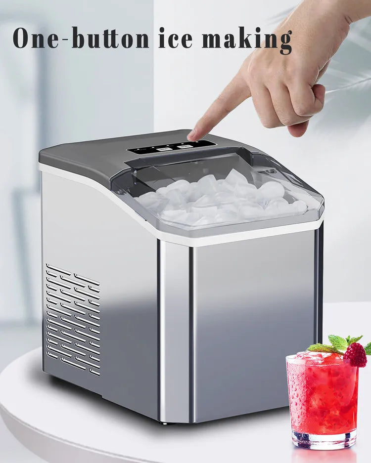 Household One-key Operation Stainless Steel Plastic Small Ice Maker Commercial Simple Operation