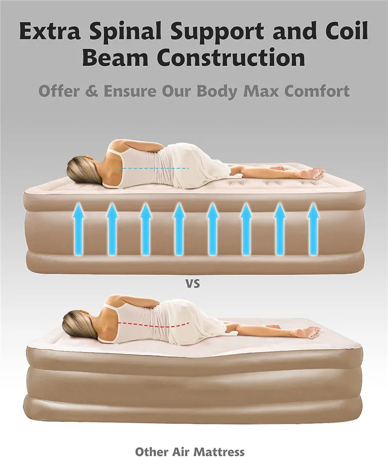 Interior Air Mattress Glamping Mats PVC Inflatable Sleeping Mattress Luxury 2 Person Camping Bed Mat Built-in Pump Thicken Mat