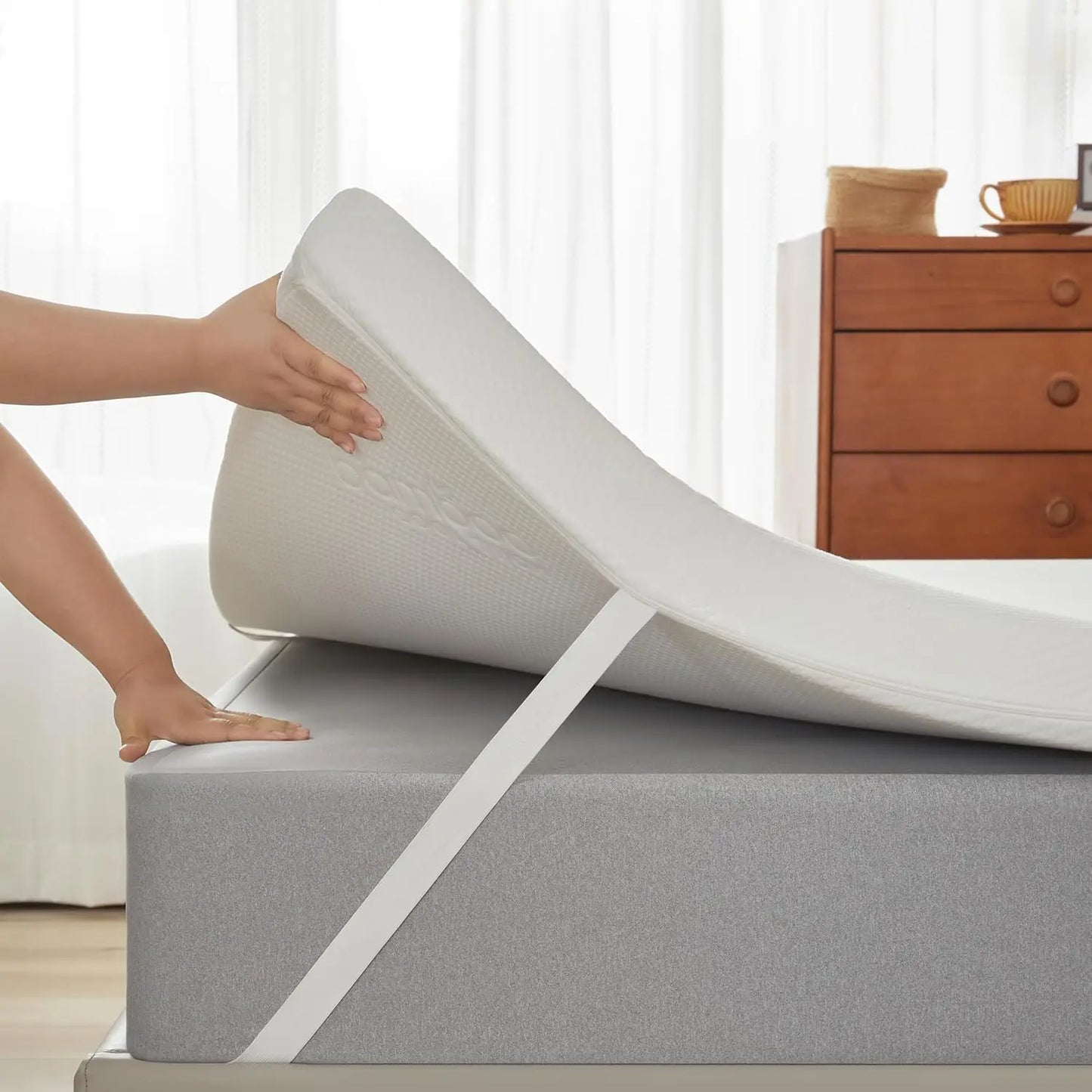 7cm (3inch) Memory Foam Mattress Topper Enhancer Overlay Dual-Layer Back Pain Relief, Includes  Zip Removable Washable Cover