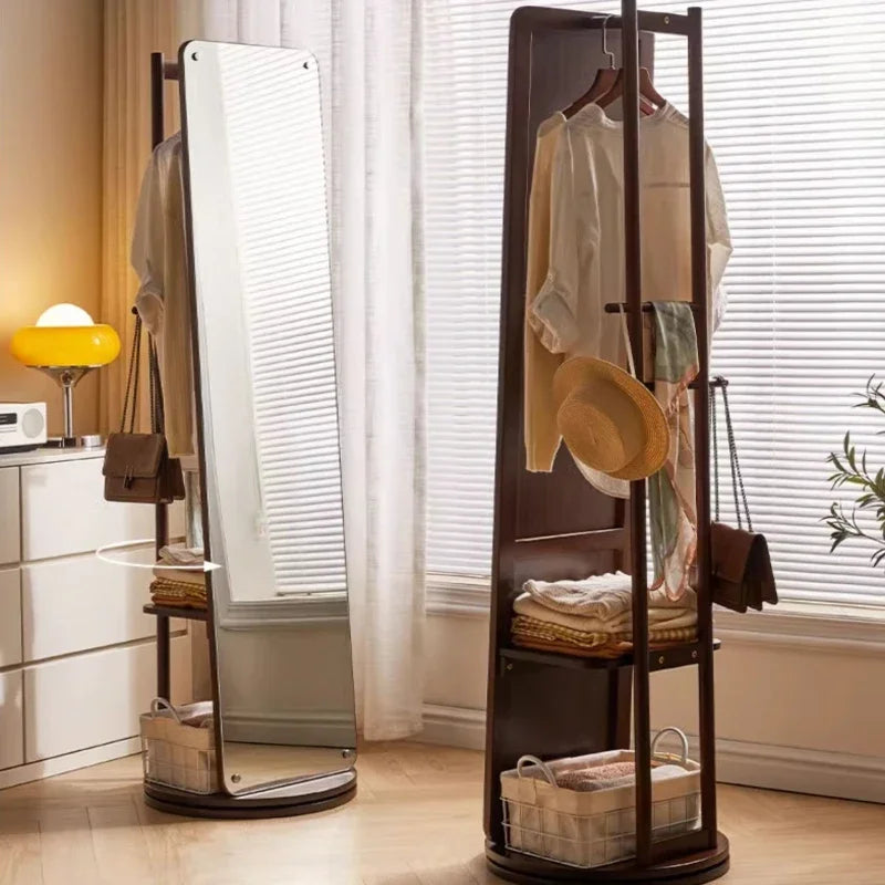 Full Length Mirror Cabinet Rotating Wooden Dressing Modern Creative Mirror Cabinet Minimalist Espejos De Piso Storage Furniture