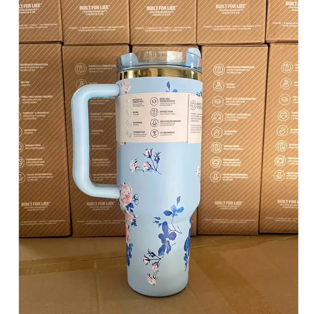 2025 new Large Capacity 40Oz Stainless Steel Vacuum Flask - Insulated Tumbler Cup with Lids and Straws, Perfect for Travel