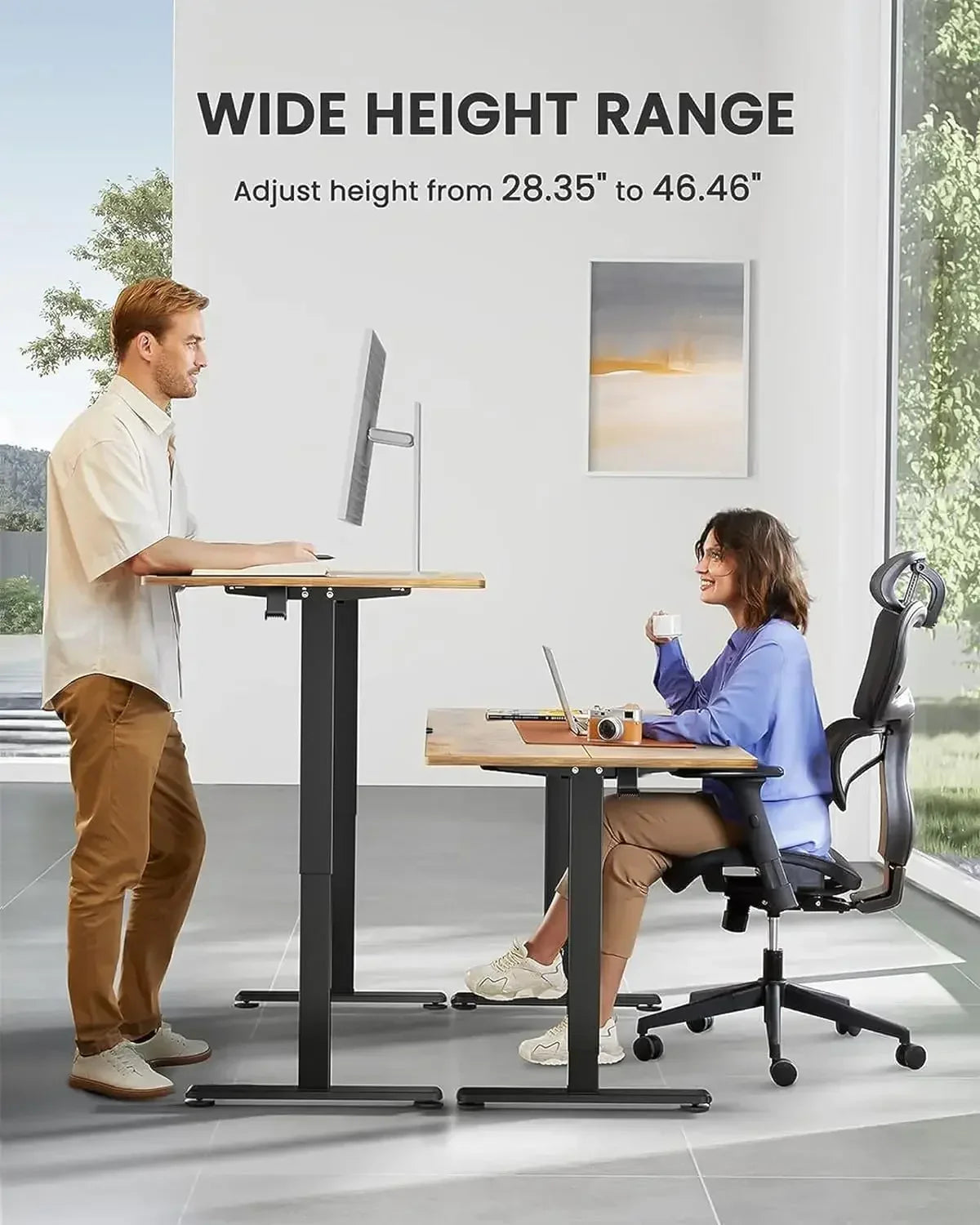 (Free shipping)100x60cm Height Adjustable Electric Standing Desk, Sit Stand Desk with Splice Board, Stand Up Desk with Backpack