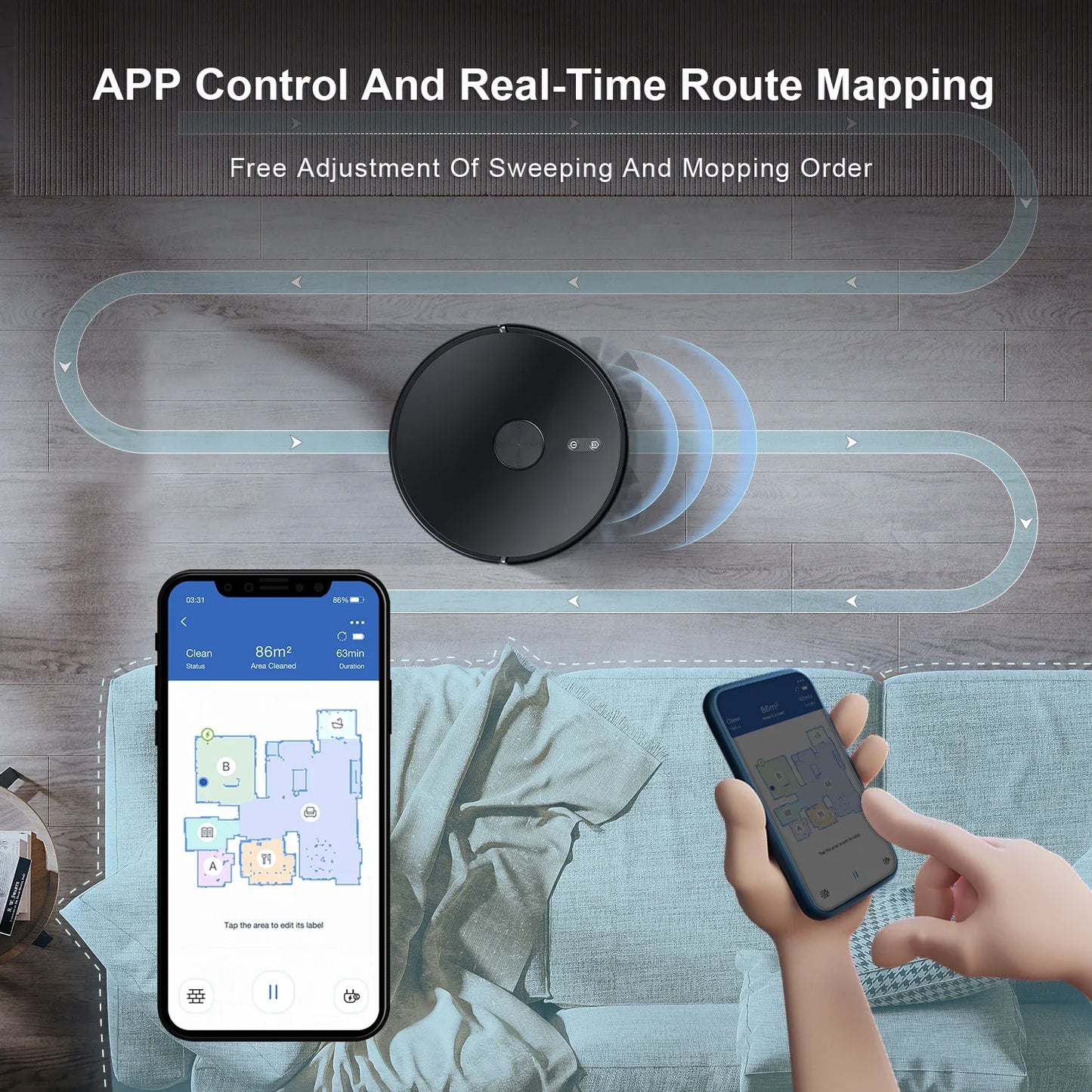 OMESER D900 Robot Vacuum Cleaner with Auto-empty Dock, 6000PA Suction, Multi-Floor Maping, Customized Wet Dry Room Cleaning