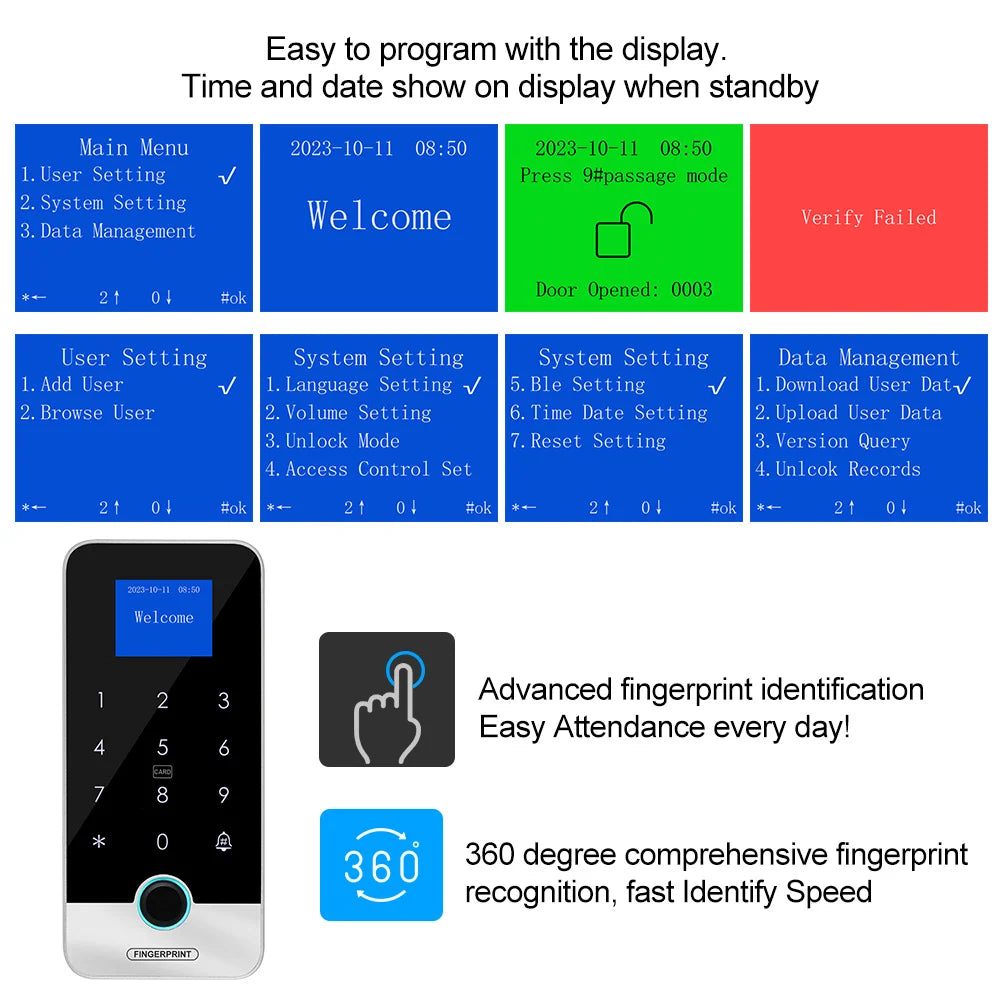 Waterproof Bluetooth  Fingerprint Access Controller, Touch Keypad, Door Opener System
