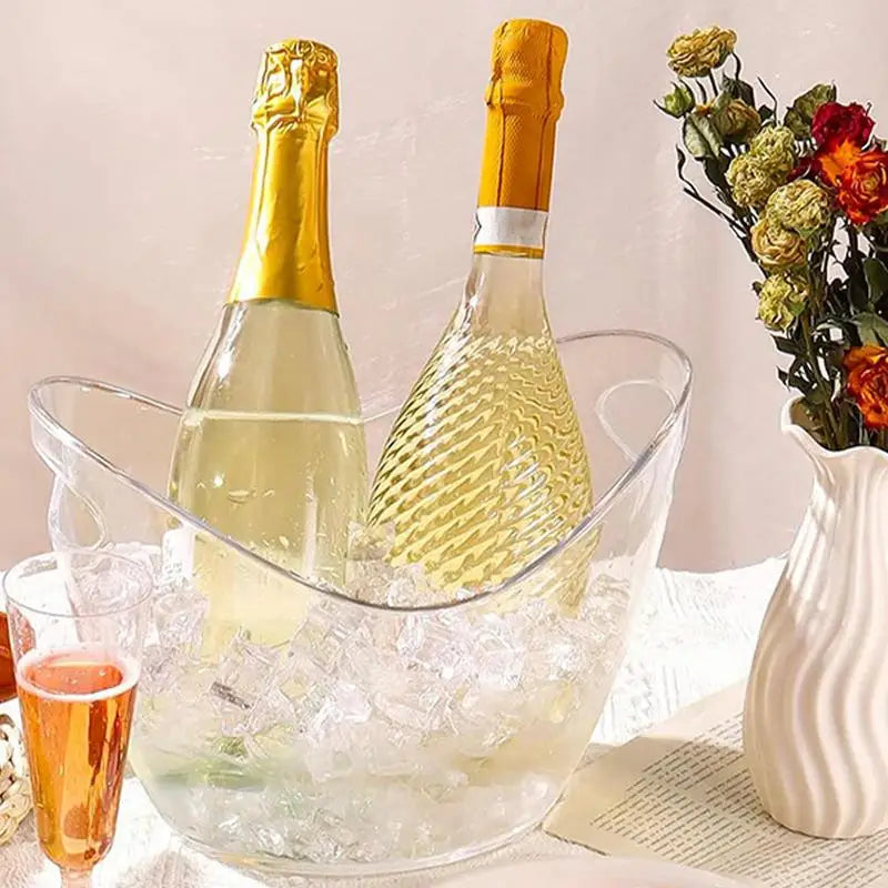 clear Bucket Multifunctional Drink Tub with Scoops Included Large Cooling Ice Bucket for Champagne Wine Beer Cocktails Bar