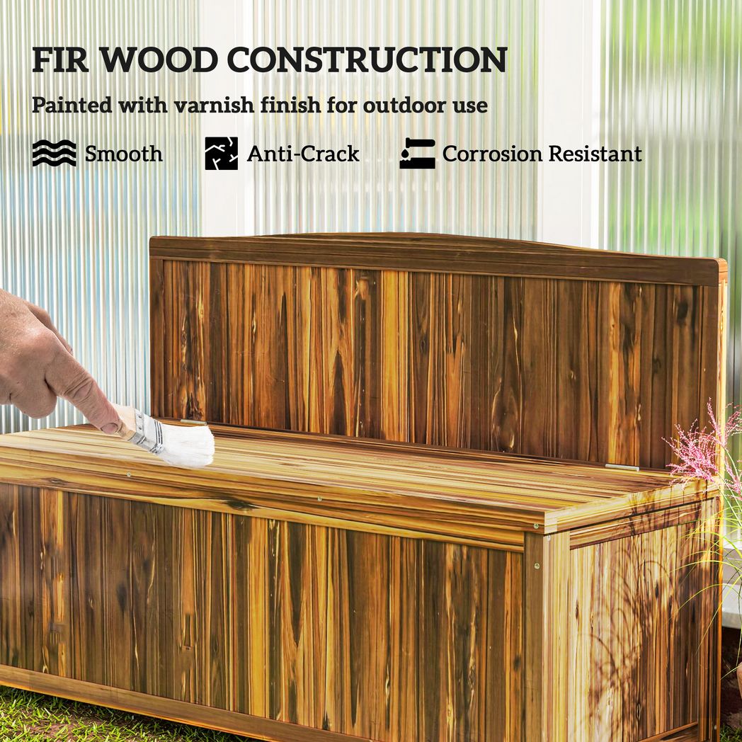 Outsunny Wood Storage Bench for Patio, Outdoor Garden Seating