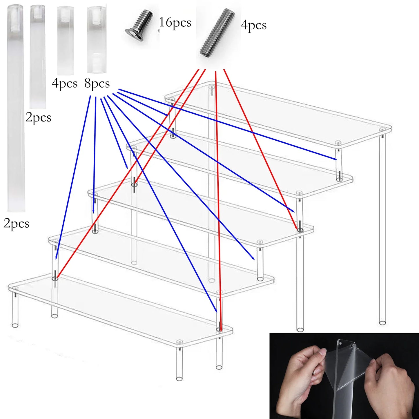 Acrylic Riser Display Stand Perfume Organizer Shelves for Amiibo Funko Figures Toys Cupcake Desserts Collection Cosmetic Jewelry