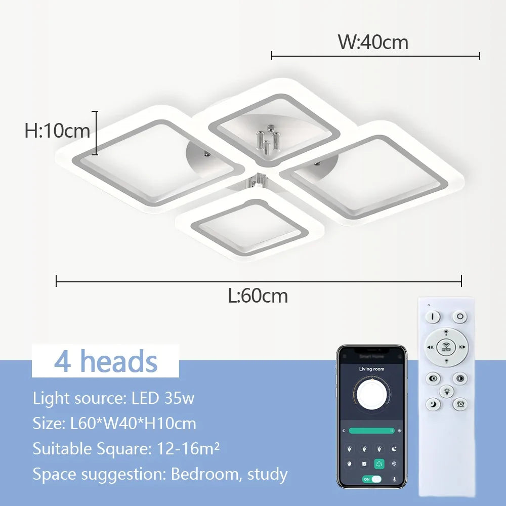 Modern LED Ceiling Light Dimmable Ceiling Lamp Fixture Acrylic Flush Mount Ceiling Chandelier Lighting for Living Room Home