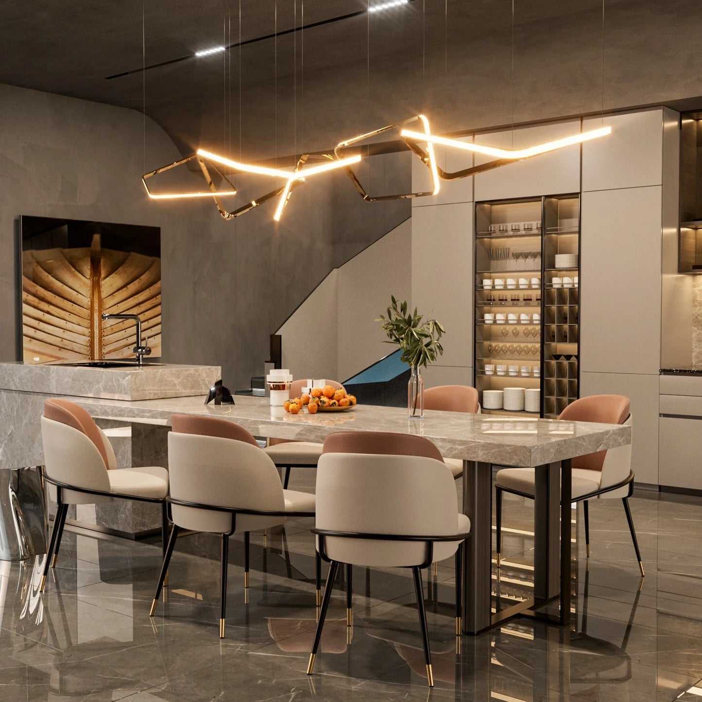 Luxurious Upholstered Dining Room Chairs Set, Microfiber Silicone Leather, 2 Colors, Kitchen Chairs