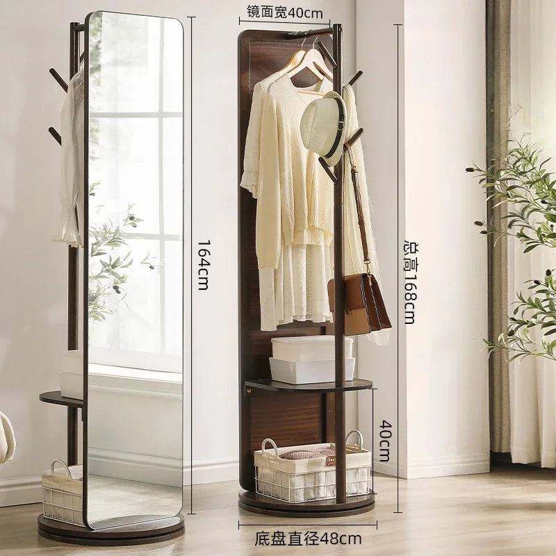 Full Length Mirror Cabinet Rotating Wooden Dressing Modern Creative Mirror Cabinet Minimalist Espejos De Piso Storage Furniture