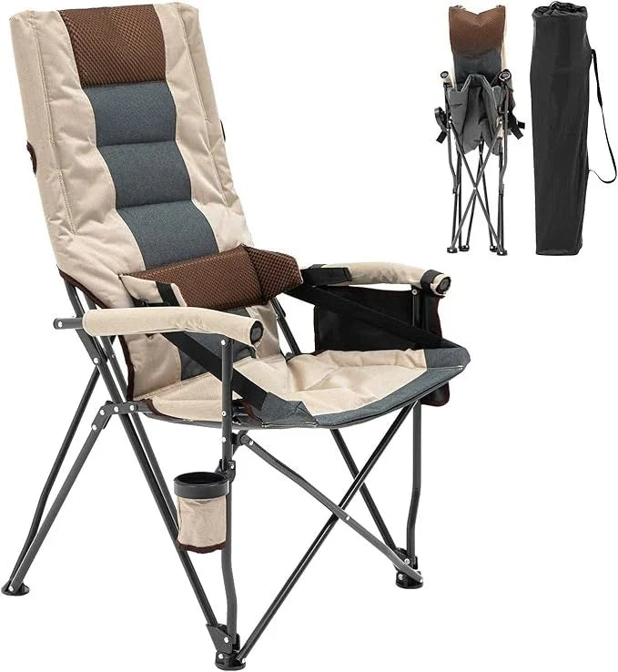 Adjustable Oversized Camping Chair High Luxury Upholstered Seat with Lumbar Back Support 400 Lb High Back Camping Chair
