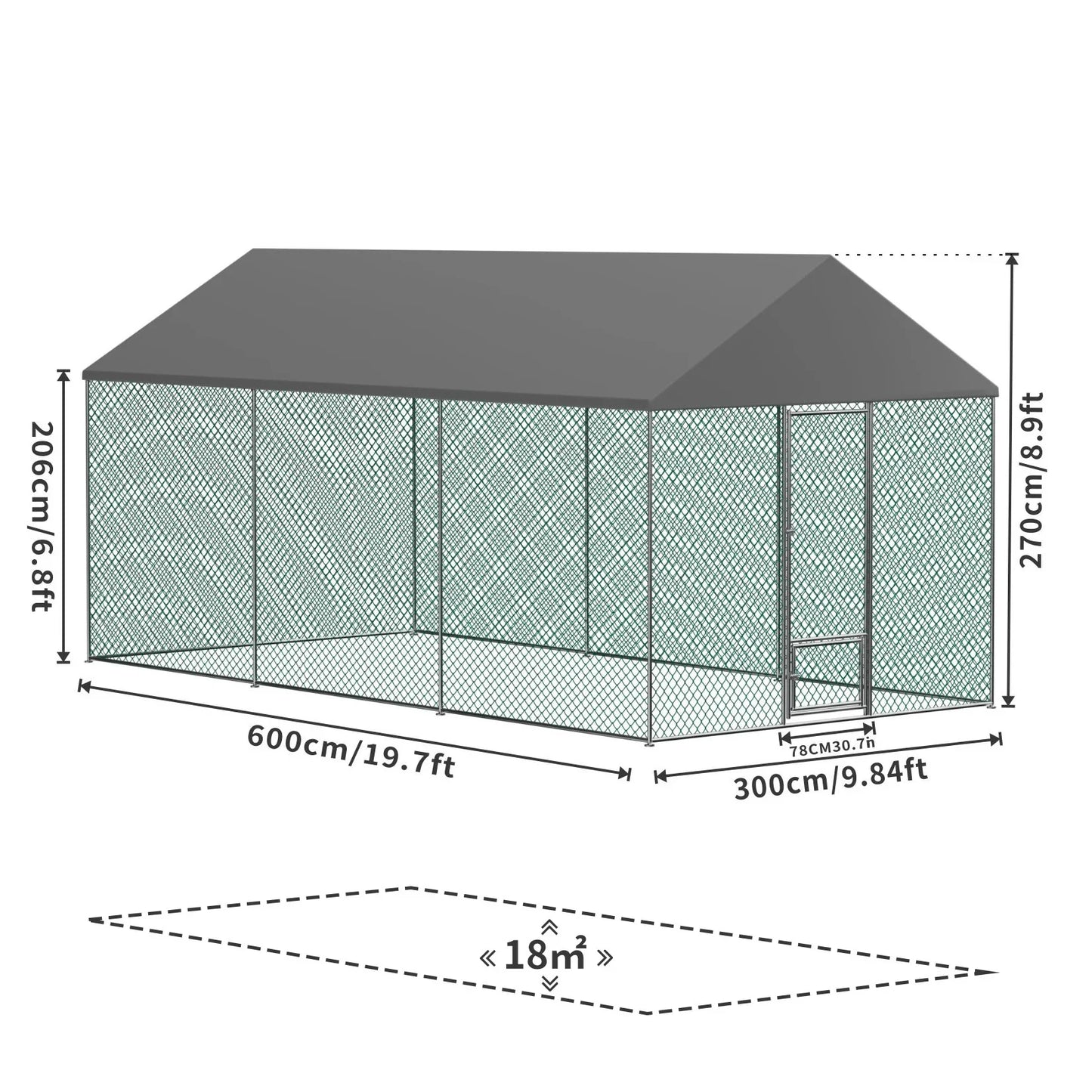 Jumbo Large Metal Chicken Coop Runs for Outdoor Yard, Walk in Chicken Cage, with Mesh and Waterproof Cover, Hen House
