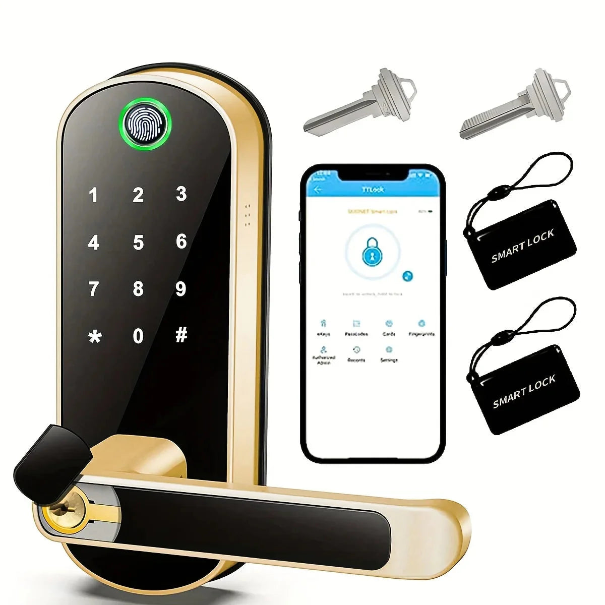 Smart Fingerprint Door Lock App Remote Control Keyless WIFI Digital Touchscreen Lock