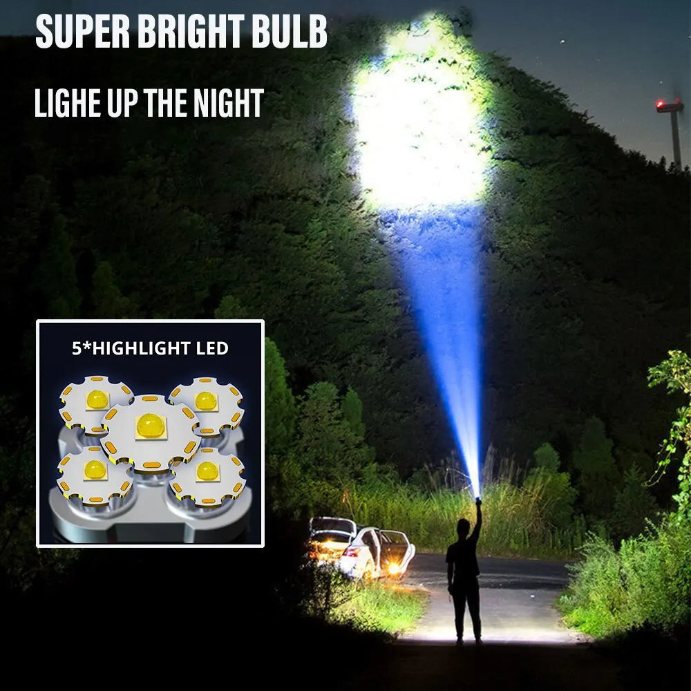 5LED High Power Led Flashlights Rechargeable Camping Spotlight
