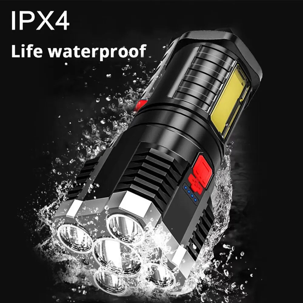5LED High Power Led Flashlights Rechargeable Camping Spotlight