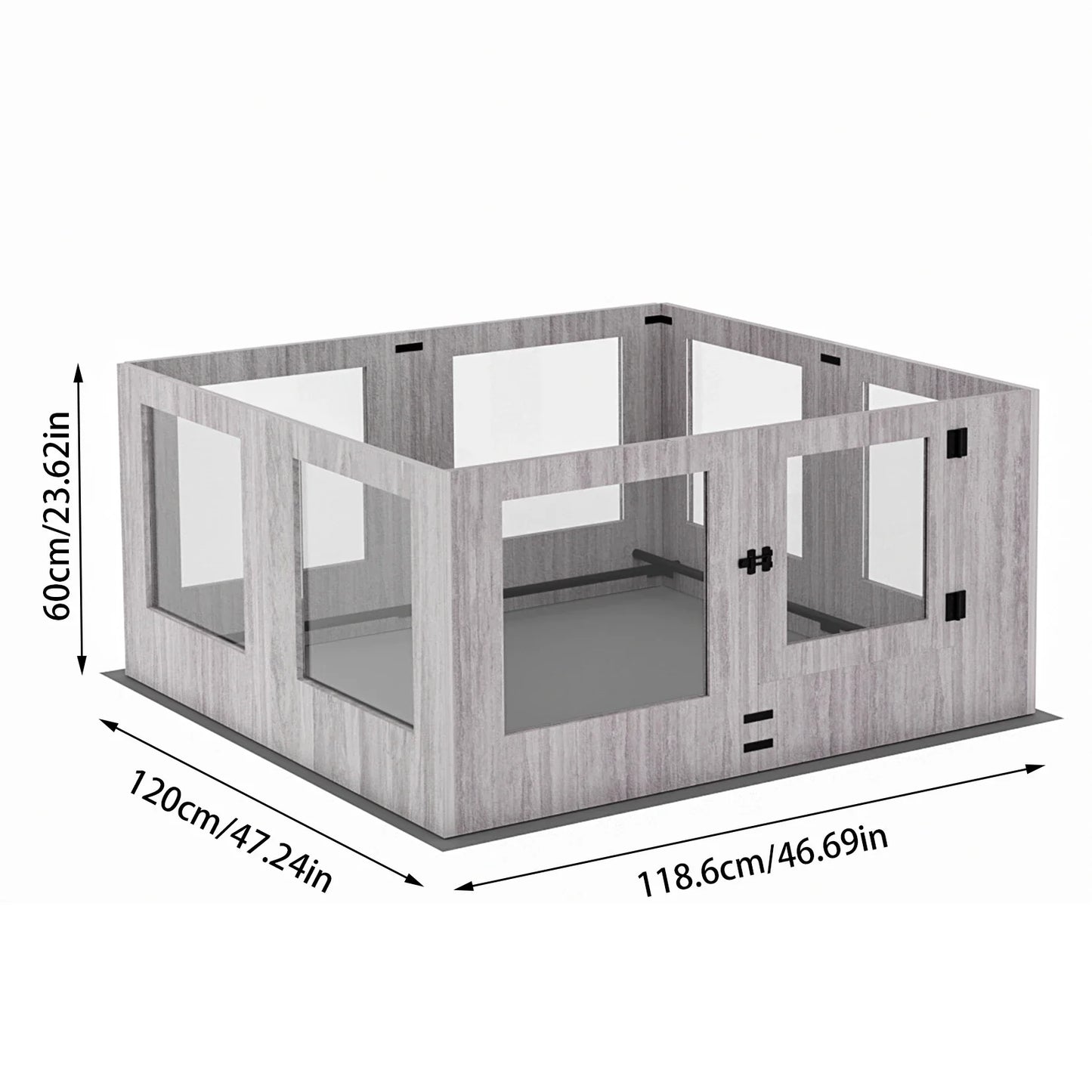 Clear Tempered Glass Pet Exercise Fence House, Dog Whelping Pen Box, for Indoor with Waterproof Pad, 8/4 Panels